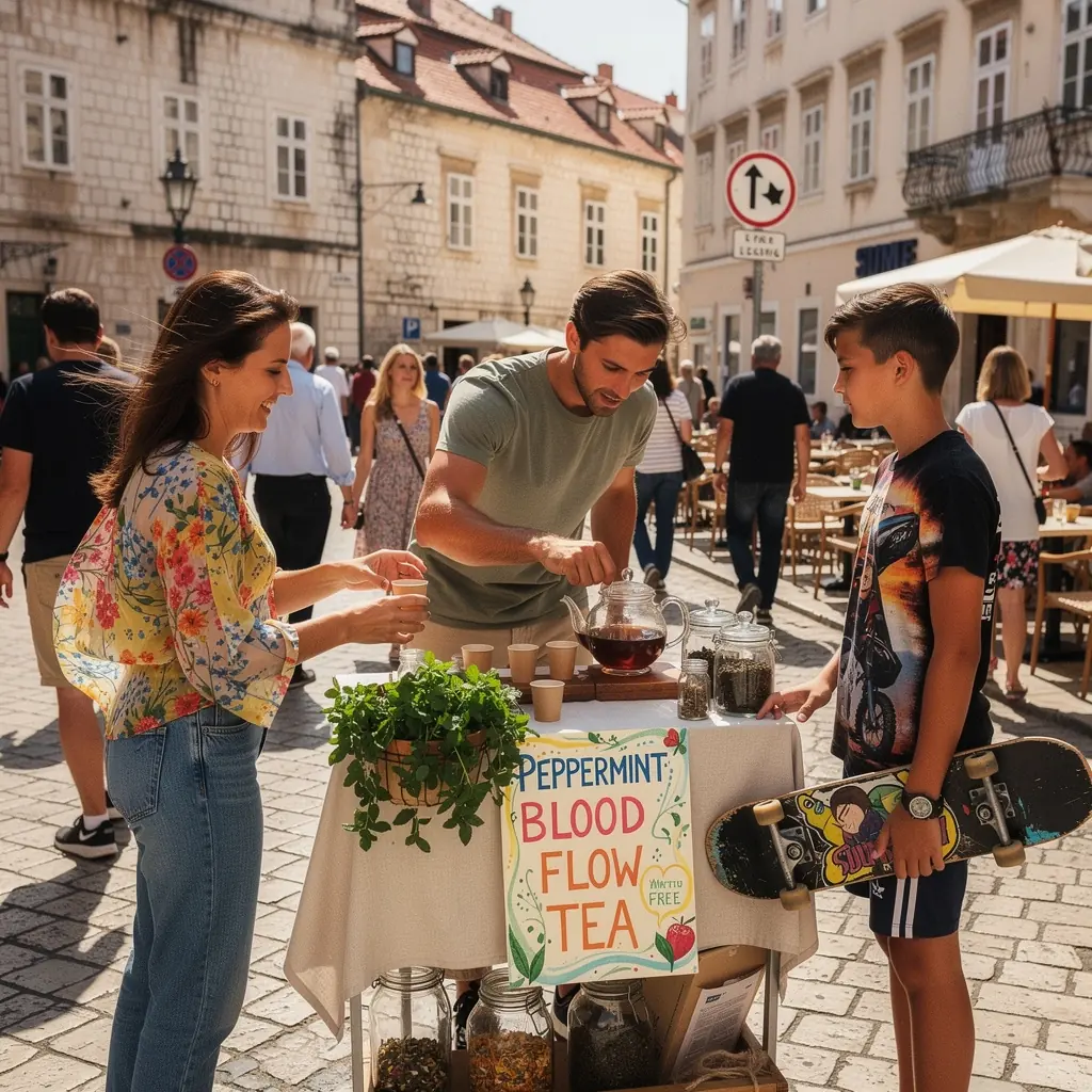 Osvežavajuća šalica čaja od mente s parom koja izlazi iz nje.