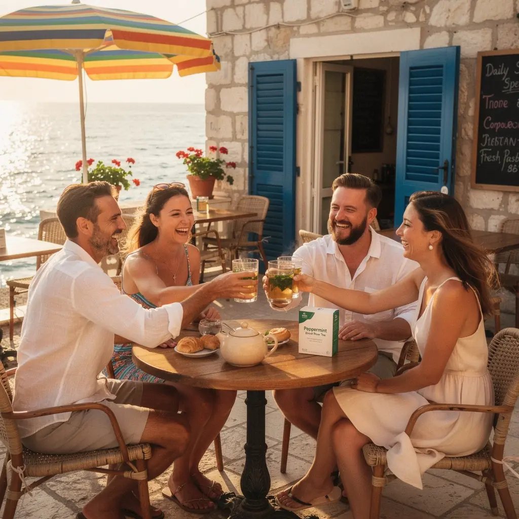 Prikaz sastojaka za čaj od mente, uključujući đumbir i limun.