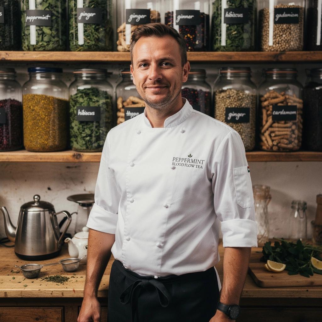 Zeleni čaj s mentom u šalici, okružen svježim listovima mente.